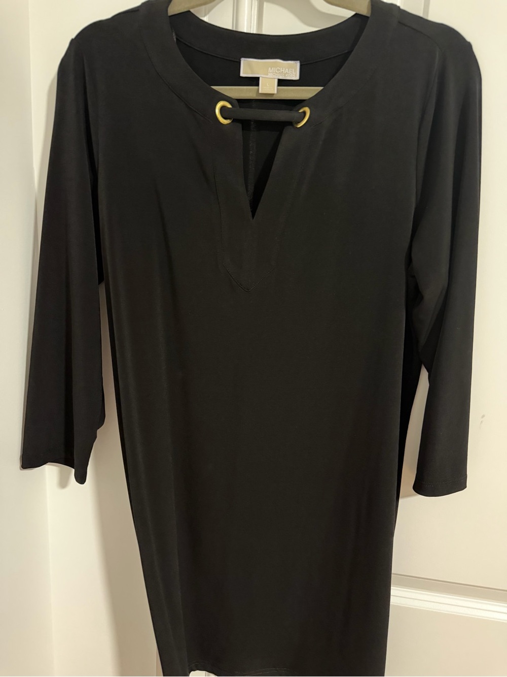 Michael Kors Black Long Sleeve Tunic Dress with Gold Eyelets